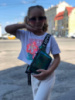 Синьо-зелена стильна молодіжна бананка, що переливається, екошкіра під зміїну структуру (0285)