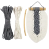 Набор макраме для ручного вязания гобелена настенного декора «Лист» 26х15 см для рукоделия и творчества серый