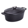 Гусятница чугунная с крышкой 3л Ø22см черная, утятница казан для тушения запекания кухонная посуда HP-1-11-BLACK