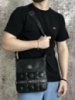 Чоловічий комплект футболка чорна (мал. лого) + месенджер Tommy Hilfiger з шестикутниками