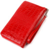 Функціональний клатч для жінок з натуральної шкіри з тисненням під крокодила 721920 Червоний