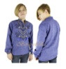 42-48 Синя вишиванка підліткова вишита сорочка етно, синяя вышиванка подростковая