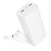 Power bank Hoco J163B 30000mAh + кабеля 4в1 USB-А/ Lightning/ Type-C/ MicroUSB white