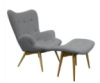 Крісло Флоріно з банкеткою сіра тканина