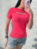 Футболка з вирізом «Bianka» оптом | Норма| Розпродаж моделі 42-44, Рожевий (неон)