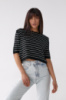 Коротка жіноча футболка в смужку — чорний колір, L (є розміри)