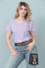Літня блузка футболка вільного крою «Moment» оптом | Батал 50-52, Лавандовий