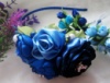 обруч сине-голубые цветы с бусинами