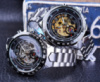 Мужские наручные механические часы Forsining скелетон с открытым механизмом металлические стальные Skeleton