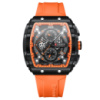 Чоловічий наручний годинник Curren 8442 Black-Orange з хронографом та силіконовим ремінцем