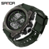 Чоловічий спортивний годинник Sanda 6024 Black-Military з комбінованим циферблатом та водозахистом 50м