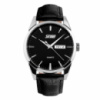 Чоловічий годинник Skmei 9073SIBK-B Silver-Black зі сріблястим корпусом та шкіряним ремінцем