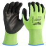 Рукавиці робочі сигнальні Hi-Vis MILWAUKEE, з опором порізам 2/B рівня, розмір 9/L