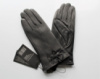 Женские кожаные перчатки «Бантик» черные