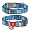 Нашийник для собак нейлоновий WAUDOG Nylon з QR паспортом, малюнок «Етно синій», пластиковий фастекс, Ш 25 мм, Дов 33-49 см