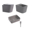 Комплект Qtap Tern Stone grey 3 в 1: підвісний унітаз Ultra Quiet + біде підвісне + раковина накладна QTTERSG49162