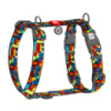 Шлея для собак анатомічна H-подібна WAUDOG Nylon з QR-паспортом, малюнок «Блоки», пластиковий фастекс, XL, Ш 35 мм, A 60-100 см, B 70-100 см
