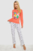 Піжама жіноча з принтом, колір помаранчевий, 243R1051