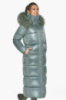 Куртка женская Braggart длинная с поясом и натуральной опушкой на капюшоне - 59130 турмалиновый цвет