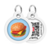 Адресник для собак і котів металевий WAUDOG Smart ID з QR паспортом, малюнок «Гамбургер», коло, Д 30 мм
