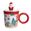 Чашка фарфоровая с крышкой Санта 400 (мл) Красный Yiwu FM-CS-36A