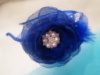 большой нарядный синий цветок на обруче с бусинами