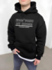 Чоловіче чорне стильне оверсайз худі з трендовим принтом
