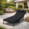 Складний туристичний чорний лежак з матрацом та підголівником 178×56×30 см – регульований садовий шезлонг