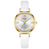 Жіночий годинник Curren 9079 Gold-White з білим ремінцем та мінеральним склом