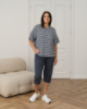 Комплект жіночий з капрі Plus Size - морський у смужку   L, XL