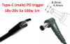 Кабель-переходник триггер PD 18-20v Type-C (max 5a, 100w) на 6.0x4.4 or 6.5x4.0mm (+pin) 1m з USB Type-C (male) Power Delivery PD тригер (A class) 1