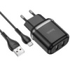 Зарядний пристрій Hoco N4 (2USB/2.4A) + MicroUSB, Чорний - купити в SmartEra.ua