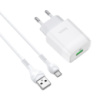 Мережевий зарядний пристрій з кабелем HOCO C72Q Glorious single port QC3.0 charger set(Type-C) 18W White (6931474732552)