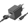 Мережевий зарядний пристрій з кабелем BOROFONE BAS11A Erudite single port charger set(iP) Black (6941991104619)