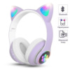 Беспроводные наушники для детей Cat ear headphones VZV-23M Фиолетовые наушники с кошачьими ушками