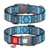 Нашийник для собак нейлоновий WAUDOG Nylon з QR паспортом, малюнок «Етно синій», пластиковий фастекс, XXL, Ш 35 мм, Дов 46-70 см