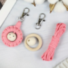 Набор макраме для рукоделия для ручной пряжи брелока для ключей или аксессуаров 10х5см,розовый
