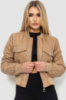 Куртка жіноча з екошкіри коротка, колір бежевий, 186R097