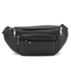 Містка шкіряна сумка на пояс чорна 72030A