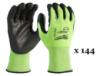 Рукавиці робочі сигнальні Hi-Vis MILWAUKEE, з опором порізам 3/C рівня, розмір 8/M, (144 пари)