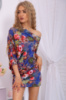 Міні-сукня в квітковий принт, синього кольору, 167R105-10