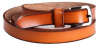 Женский узкий ремень кт6631 кожаный, оранжевый, 125х2 см