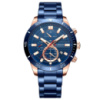 Чоловічий годинник Curren 8417 Blue-Gold з хронографом та синім металевим браслетом