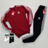 Зимний спортивный костюм Adidas світшот штани бордово-чорний