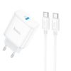 Набор СЗУ 110-240V HOCO C104A + кабель Type-C, 1xUSB-C, PD20W, кабель 1м, White, Box