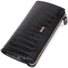 Місткий чоловічий клатч із натуральної шкіри з тисненням під крокодила 722049 Чорний