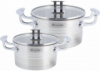 Набір 2 каструлі Kamille Casserote 1.5л і 2.4л з нержавіючої сталі зі скляними кришками