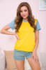 Жовто-блакитна жіноча футболка, з натуральної тканини, 102R289-1