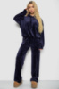 Спортивный костюм женский велюровый, цвет темно-синий, 241R2001-20