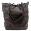 Жіноча шкіряна сумка шоппер шоколадного кольору Італія 77622DBM